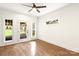 Bright bedroom with hardwood floors and backyard access at 1920 Hamorton Pl, Charlotte, NC 28205