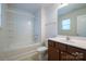 Clean bathroom with tub, toilet and vanity at 6340 Revolutionary Trl, Charlotte, NC 28217