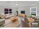 Virtually staged living room featuring a neutral color palette and ample natural light at 6621 Pennacook Dr, Charlotte, NC 28214