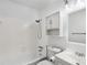 Clean bathroom with shower/tub combo and white vanity at 809 Hasty Rd, Marshville, NC 28103