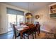 Dining room features a wooden table, chairs, and access to a deck at 824 Broad River Ln, Charlotte, NC 28211