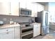 Sleek kitchen with stainless steel appliances and white cabinetry at 824 Broad River Ln, Charlotte, NC 28211