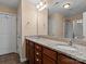 Bathroom with granite countertops, double sinks, and shower at 1010 Craven St, Indian Trail, NC 28079