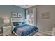 Bedroom with full bed, neutral walls, and blue bedding at 4606 Harris Elliot Rd # 291, Lincolnton, NC 28092