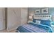 Bedroom with full bed, neutral walls, and blue bedding at 4606 Harris Elliot Rd, Lincolnton, NC 28092