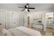 Main bedroom with ensuite access, ceiling fan and plenty of closet space at 126 Terrace Dr, Bessemer City, NC 28016