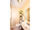 Clean bathroom with a shower/tub combo, vanity, and a circular mirror at 3510 Flint Dr, Statesville, NC 28677