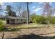 Spacious backyard featuring a well-maintained lawn and a white brick house at 3843 Foxford Pl, Charlotte, NC 28215