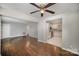 Hardwood floor dining room with an open concept view of the kitchen at 3843 Foxford Pl, Charlotte, NC 28215