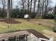 Large backyard with patio and wood dining table at 518 Hollis Rd, Charlotte, NC 28209