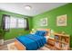 Charming bedroom with green walls, wood flooring, and a comfy bed at 760 Bethesda Rd, Statesville, NC 28677