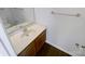 Bathroom with vanity, sink, and dark wood floor at 10945 Carmel Crossing Rd, Charlotte, NC 28226