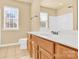 Clean bathroom, light wood vanity, and a shower/tub combo at 1227 Mountain Laurel Ct, Matthews, NC 28104