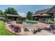 Landscaped pool area with patio and seating at 1519 Triplett Rd, Cleveland, NC 27013