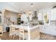 White kitchen with island, stainless steel appliances, and a stylish backsplash at 1575 Riverwalk Pkwy, Rock Hill, SC 29730