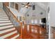 Open living room with hardwood floors and vaulted ceiling at 4070 Timber Crossing Dr, Rock Hill, SC 29730