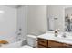 Bright bathroom featuring a shower-tub combination and vanity with good lighting at 1124 Greenbridge Dr, Matthews, NC 28105