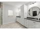 Bathroom with double vanity, a large mirror, and a walk-in shower at 279 20Th Avenue Nw Dr, Hickory, NC 28601