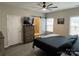 Main bedroom with barn door to en-suite bathroom and walk-in closet at 401 Fourth St, Stanley, NC 28164