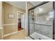 Modern bathroom showcasing a glass enclosed shower with beautiful tile work and neutral tones at 842 Mary Knoll Ct, Rock Hill, SC 29730