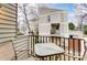 Private balcony with table and chairs, overlooking trees at 1605 Merry Oaks Rd # E, Charlotte, NC 28205