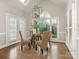 Bright breakfast nook with glass table, wicker chairs, and view to backyard at 2540 Ballencourt Ln, Charlotte, NC 28226