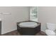 Bright bathroom features a relaxing corner soaking tub and a view from the window at 3035 Agean Ln, York, SC 29745