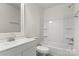 Clean bathroom with white vanity and shower/tub combo at 315 W 2Nd St, Cherryville, NC 28021