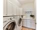 Bright laundry room with modern washer and dryer, ample cabinet space, and countertops at 3207 Oliver Stanley Trl, Lancaster, SC 29720