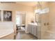 Bathroom features a soaking tub, walk-in shower, and view into bedroom at 3539 Rapport Ct # 022, Lancaster, SC 29720