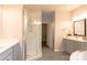 Elegant bathroom with double vanity, large shower, and linen closet at 3539 Rapport Ct # 022, Lancaster, SC 29720