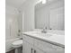 Clean bathroom with single vanity and shower/tub combo at 6518 Afterglow Dr, Indian Trail, NC 28079