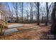 Wooded backyard with a patio and steps to house at 7504 Surry Ln, Indian Trail, NC 28079