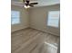 Bedroom with ceiling fan and hardwood floors at 757 Bilmark Ave, Charlotte, NC 28213