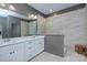 Double vanity bathroom with a large walk-in shower at 8119 Merryvale Ln, Charlotte, NC 28214