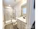 Clean bathroom with shower and tub, updated vanity at 1163 Ryan Meadow Dr, Monroe, NC 28110