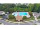 Aerial view of community pool, water features, and clubhouse at 141 Silverspring Pl, Mooresville, NC 28117