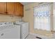 Laundry room with washer, dryer, and built-in cabinets at 36190 Millingport Rd, New London, NC 28127