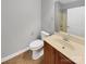 Clean bathroom with single vanity and shower/tub combo at 5573 Prosperity View Dr, Charlotte, NC 28269