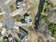 An aerial view shows the backyard, fence, and pergola at 849 Treva Anne Sw Dr, Concord, NC 28027