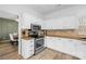 Modern kitchen features stainless steel appliances and sleek white cabinetry at 10105 Bon Meade Ln, Cornelius, NC 28031