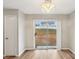 Dining area with sliding glass doors leading to the backyard at 12218 Stewarts Crossing Dr, Charlotte, NC 28215