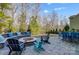 Outdoor patio with a built-in seating area around a fire pit and comfortable furniture at 2222 Bluebell Way, Fort Mill, SC 29708