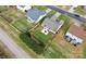 This aerial view shows a well-maintained lawn and cozy backyard patio space at 3134 Sterling Ct, Fort Mill, SC 29707