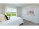 A bright bedroom with a modern design, neutral color palette, and a window overlooking a lush lawn at 4626 Harris Elliot Rd, Lincolnton, NC 28092