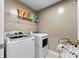 Bright laundry room with modern, front-load washer and dryer and convenient shelving for storage at 5025 Macvittie Ln, Charlotte, NC 28214