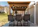 Cozy backyard bar with three barstools and outdoor lighting at 5826 Castlecove Rd, Charlotte, NC 28273