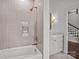 Bathroom with a shower/tub combo and updated vanity at 835 Museum Dr, Charlotte, NC 28207