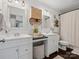 Bathroom with double vanity and neutral decor at 1133 Hidden Brook Ln, Clover, SC 29710