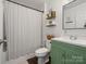 Clean bathroom with green vanity and shower/tub at 1133 Hidden Brook Ln, Clover, SC 29710